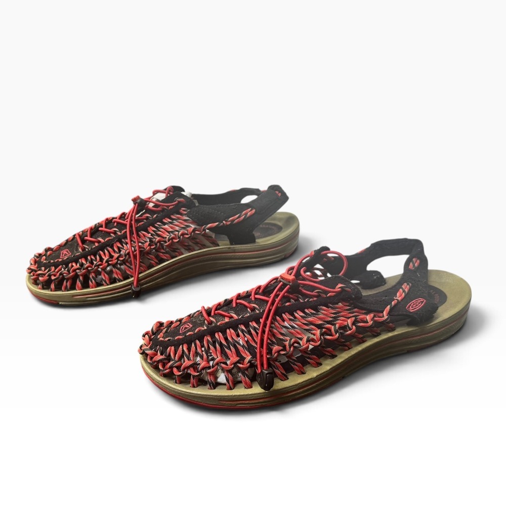Keen Uneek Mens Sandals Black Red Braided Cord Outdoor Hiking Shoes Size 12